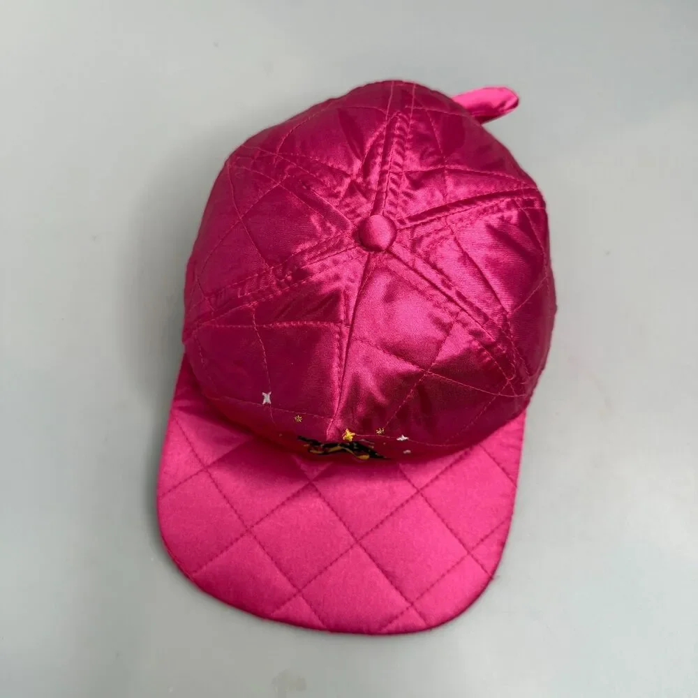 Minnie Mouse Glamour Vintage Quilted Disney Store Hat Cap Pink Satin 4-6X